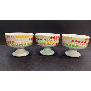 Set Of 3 Vintage MCM Sealtest DESSERT DISHES Pedestal Bowls Cups Japan Ice Cream